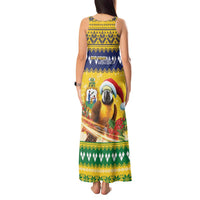 Saint Vincent And The Grenadines Christmas Tank Maxi Dress Santa Vincent Parrot With Coat Of Arms - Wonder Print Shop