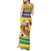 Saint Vincent And The Grenadines Christmas Tank Maxi Dress Santa Vincent Parrot With Coat Of Arms - Wonder Print Shop
