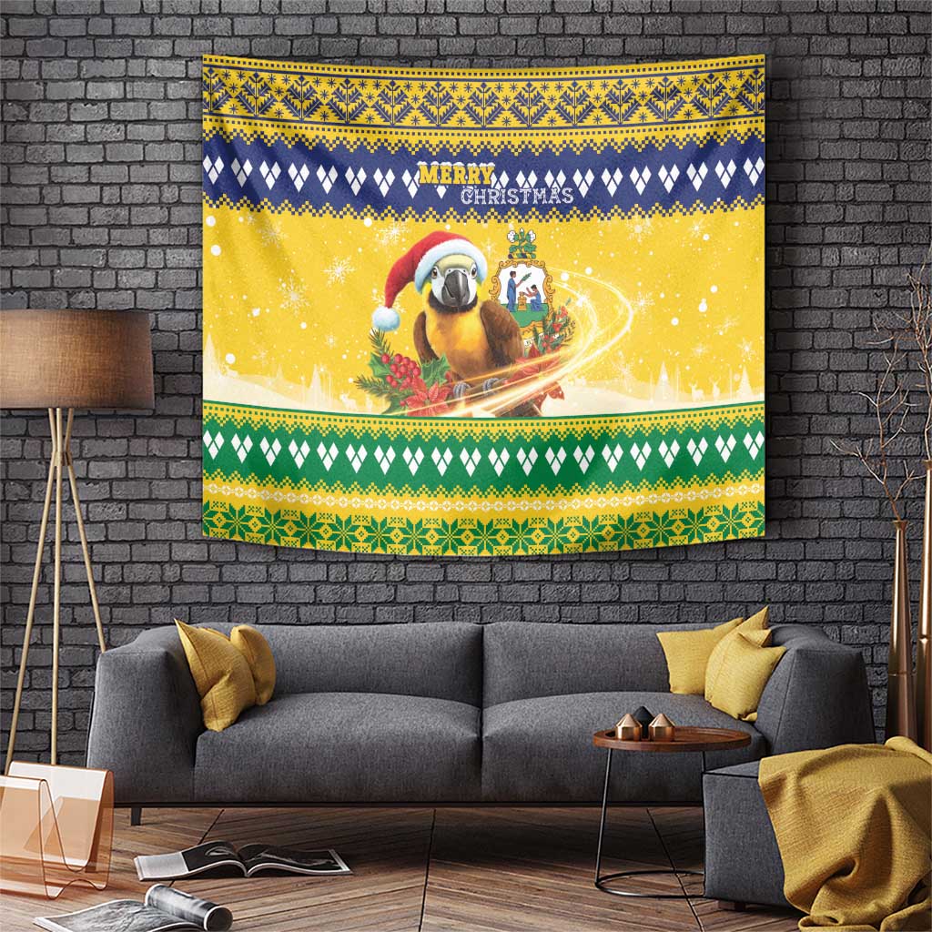 Saint Vincent And The Grenadines Christmas Tapestry Santa Vincent Parrot With Coat Of Arms - Wonder Print Shop
