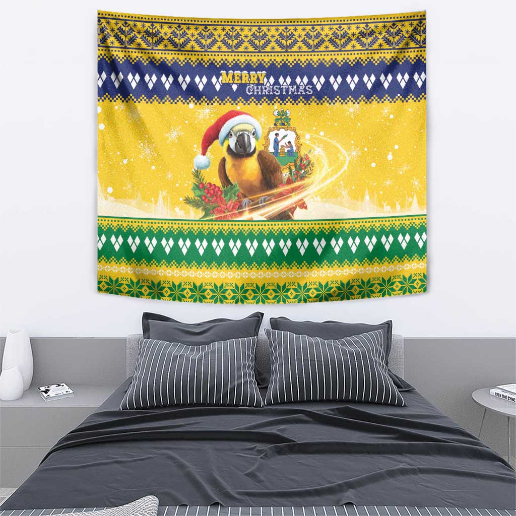 Saint Vincent And The Grenadines Christmas Tapestry Santa Vincent Parrot With Coat Of Arms - Wonder Print Shop