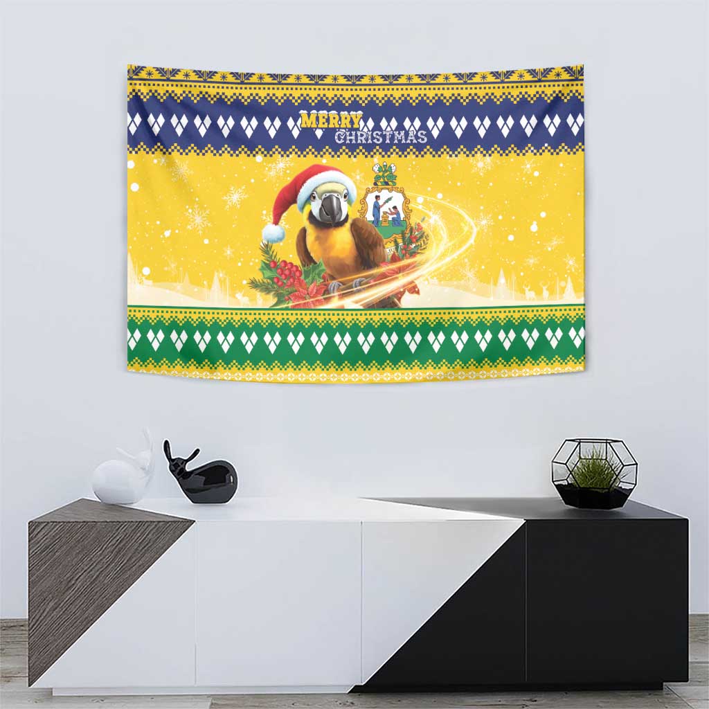 Saint Vincent And The Grenadines Christmas Tapestry Santa Vincent Parrot With Coat Of Arms - Wonder Print Shop