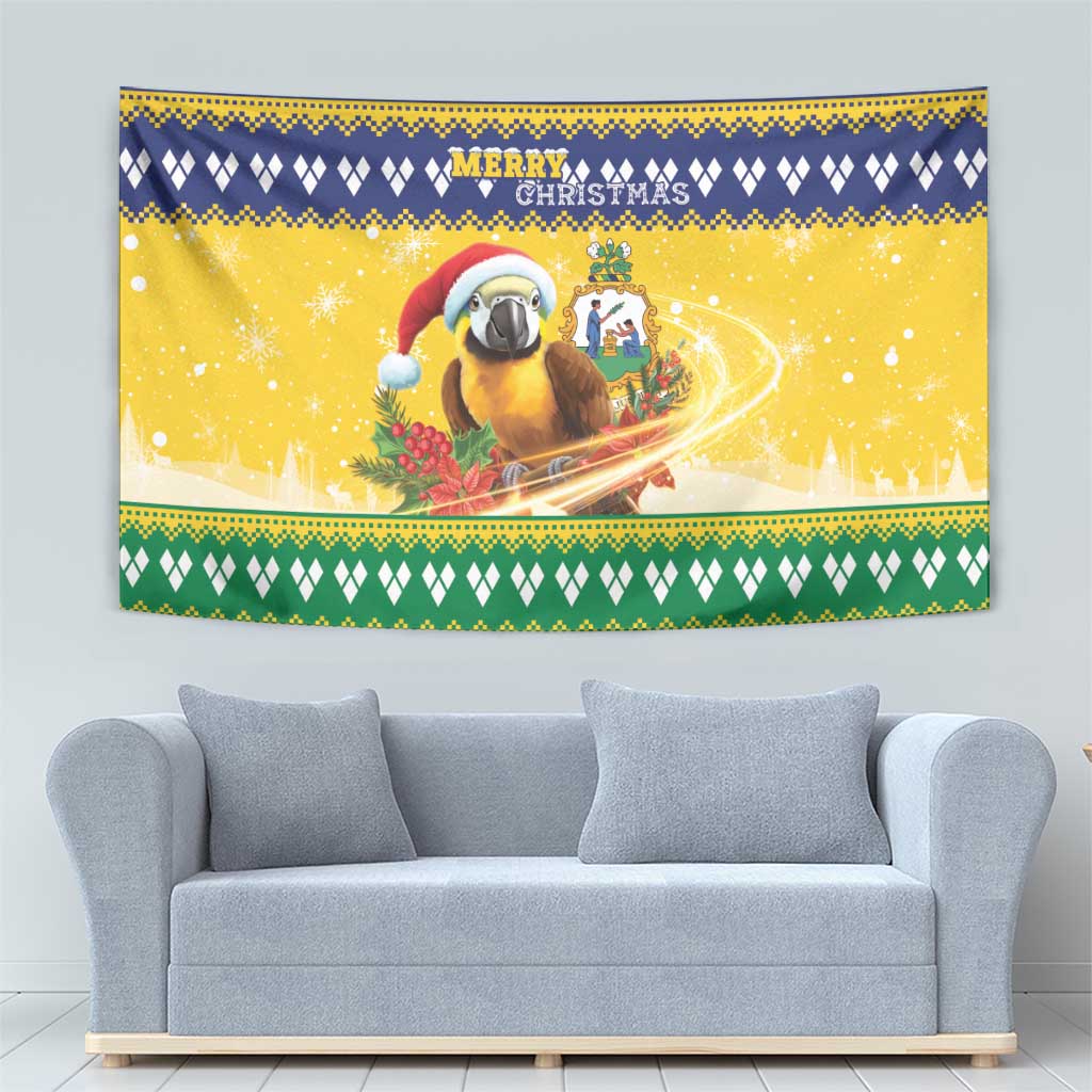 Saint Vincent And The Grenadines Christmas Tapestry Santa Vincent Parrot With Coat Of Arms - Wonder Print Shop
