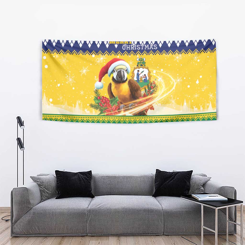 Saint Vincent And The Grenadines Christmas Tapestry Santa Vincent Parrot With Coat Of Arms - Wonder Print Shop