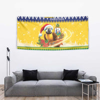 Saint Vincent And The Grenadines Christmas Tapestry Santa Vincent Parrot With Coat Of Arms - Wonder Print Shop