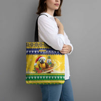Saint Vincent And The Grenadines Christmas Tote Bag Santa Vincent Parrot With Coat Of Arms - Wonder Print Shop
