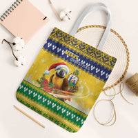 Saint Vincent And The Grenadines Christmas Tote Bag Santa Vincent Parrot With Coat Of Arms - Wonder Print Shop