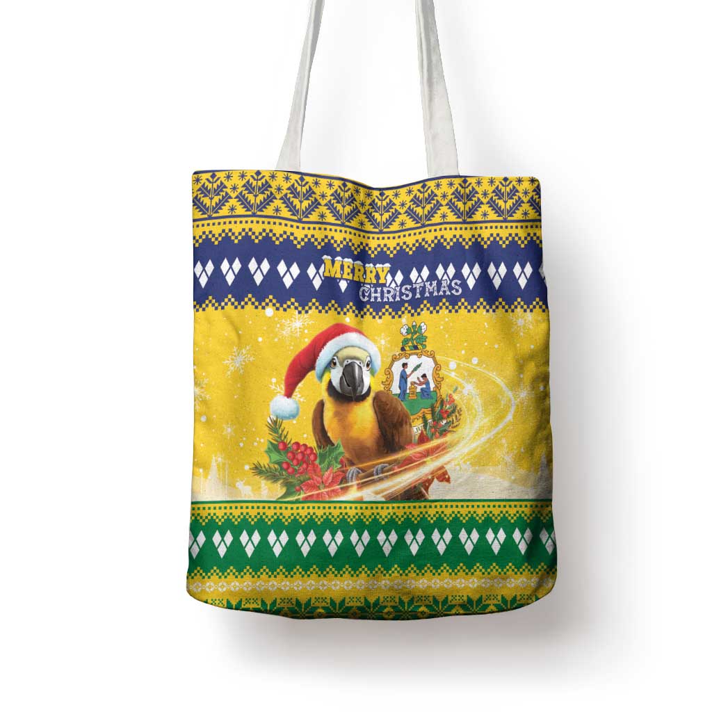 Saint Vincent And The Grenadines Christmas Tote Bag Santa Vincent Parrot With Coat Of Arms - Wonder Print Shop