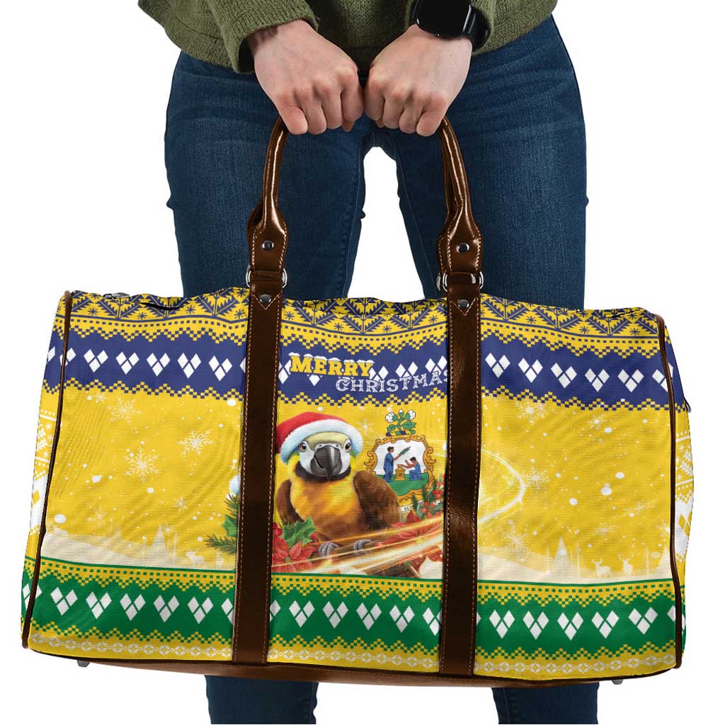 Saint Vincent And The Grenadines Christmas Travel Bag Santa Vincent Parrot With Coat Of Arms - Wonder Print Shop