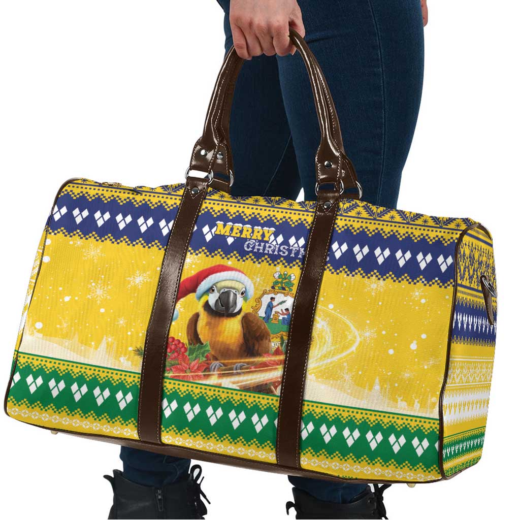 Saint Vincent And The Grenadines Christmas Travel Bag Santa Vincent Parrot With Coat Of Arms - Wonder Print Shop