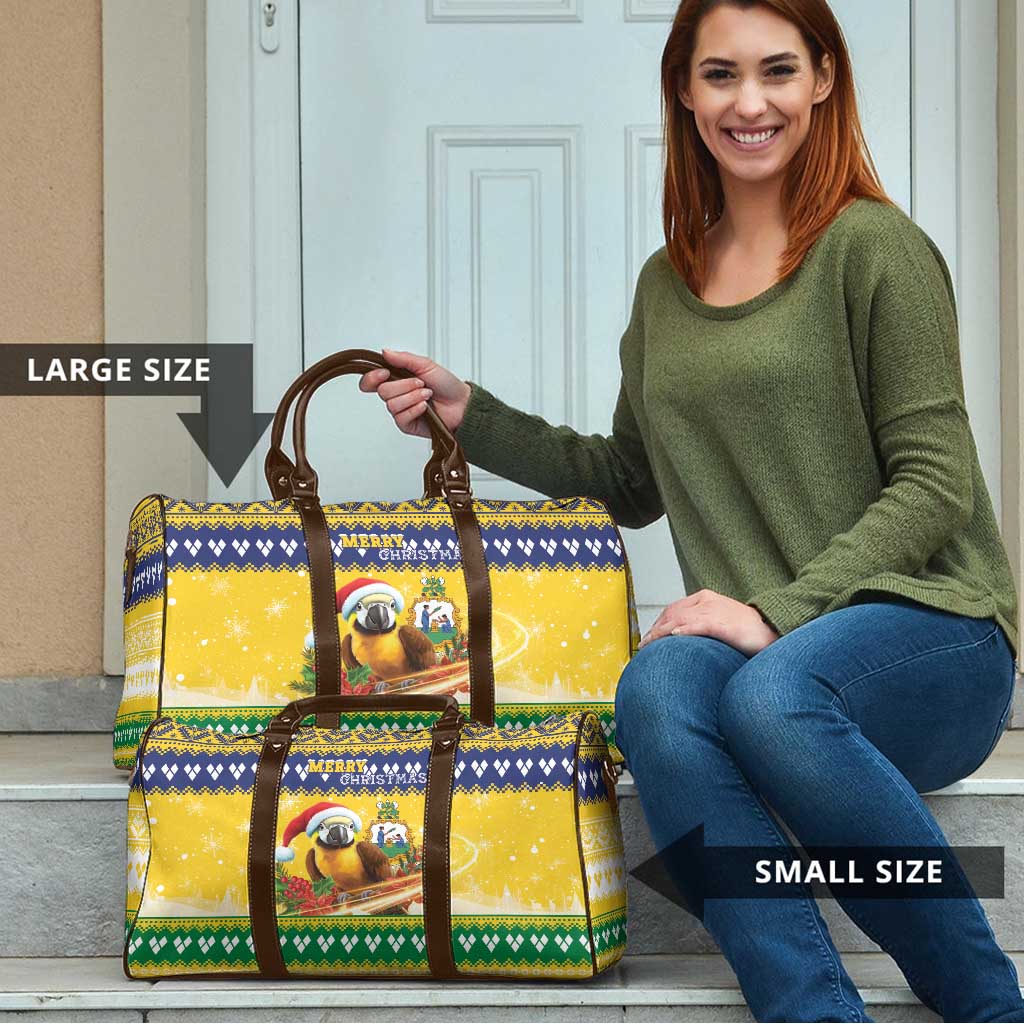 Saint Vincent And The Grenadines Christmas Travel Bag Santa Vincent Parrot With Coat Of Arms - Wonder Print Shop
