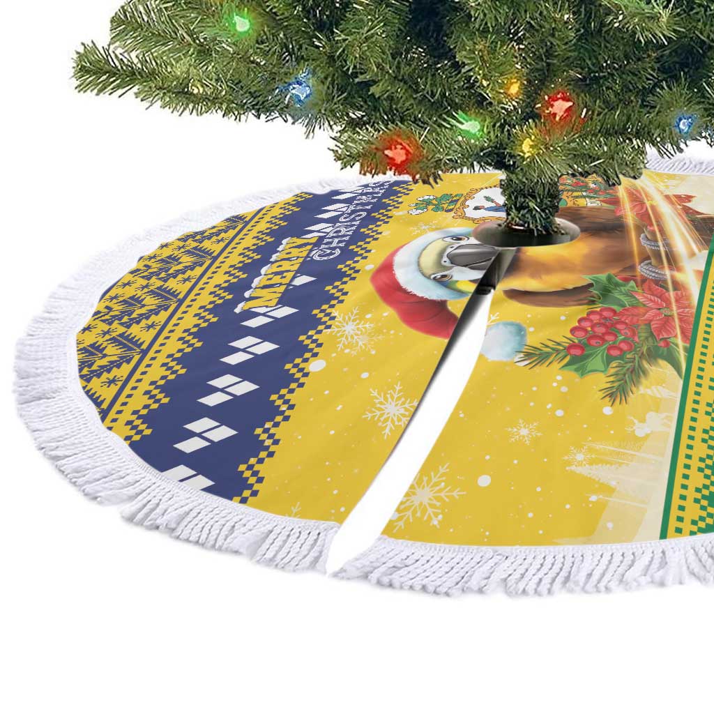 Saint Vincent And The Grenadines Christmas Tree Skirt Santa Vincent Parrot With Coat Of Arms - Wonder Print Shop