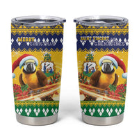 Saint Vincent And The Grenadines Christmas Tumbler Cup Santa Vincent Parrot With Coat Of Arms - Wonder Print Shop