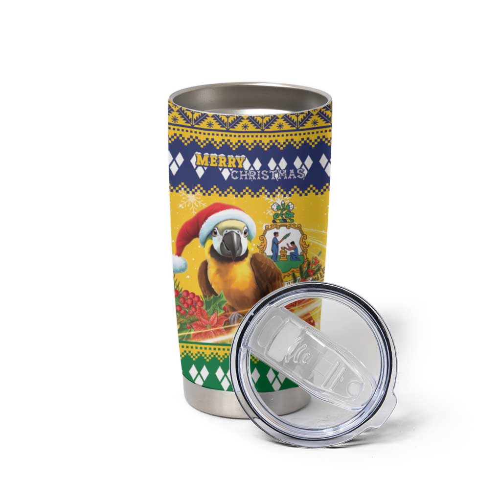 Saint Vincent And The Grenadines Christmas Tumbler Cup Santa Vincent Parrot With Coat Of Arms - Wonder Print Shop