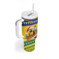 Saint Vincent And The Grenadines Christmas Tumbler With Handle Santa Vincent Parrot With Coat Of Arms - Wonder Print Shop