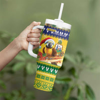 Saint Vincent And The Grenadines Christmas Tumbler With Handle Santa Vincent Parrot With Coat Of Arms - Wonder Print Shop