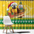 Saint Vincent And The Grenadines Christmas Window Curtain Santa Vincent Parrot With Coat Of Arms - Wonder Print Shop