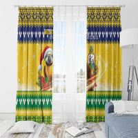Saint Vincent And The Grenadines Christmas Window Curtain Santa Vincent Parrot With Coat Of Arms - Wonder Print Shop