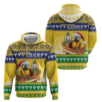 Saint Vincent And The Grenadines Christmas Zip Hoodie Santa Vincent Parrot With Coat Of Arms - Wonder Print Shop