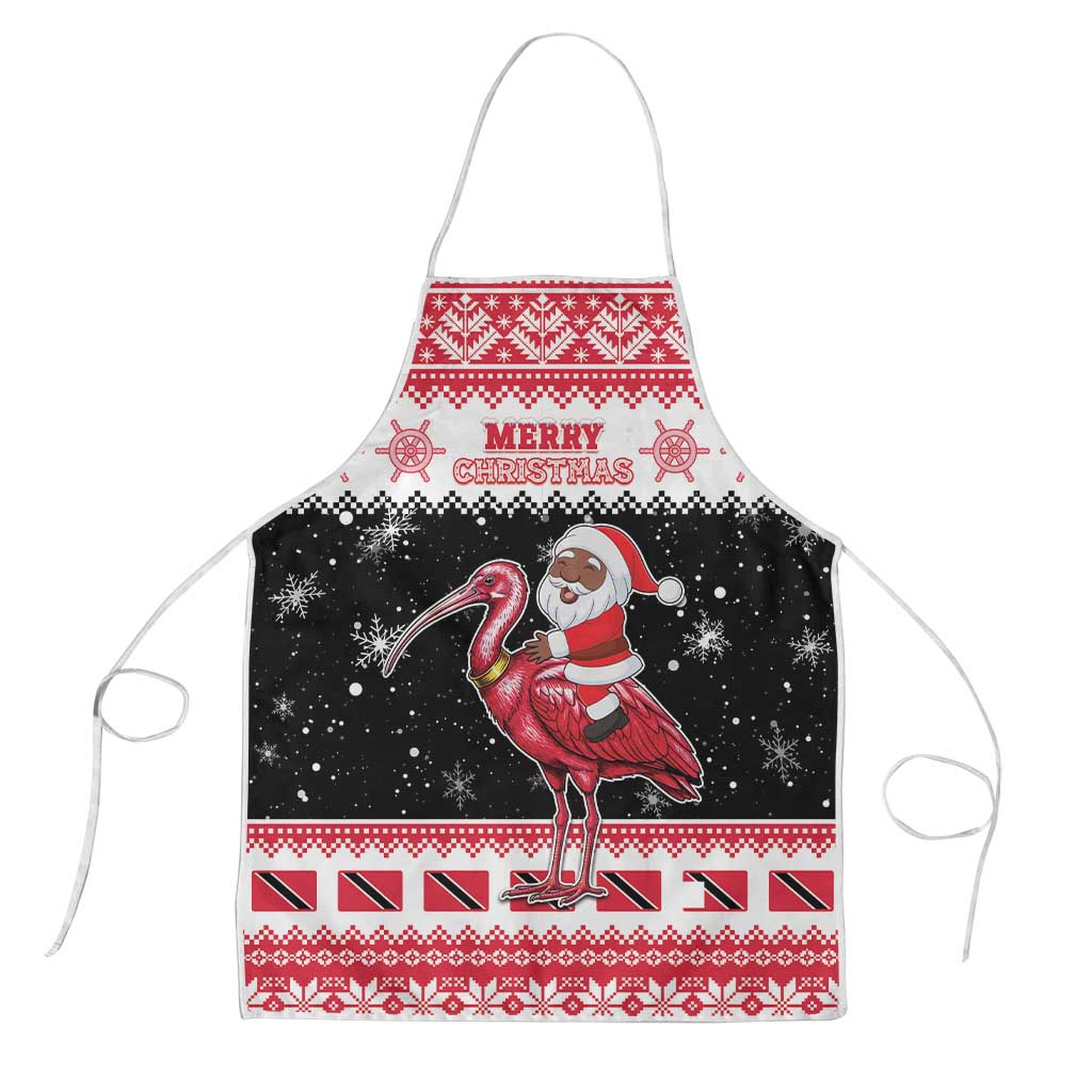 Trinidad And Tobago Christmas Apron Funny Santa Riding Scarlet Ibis - Wonder Print Shop