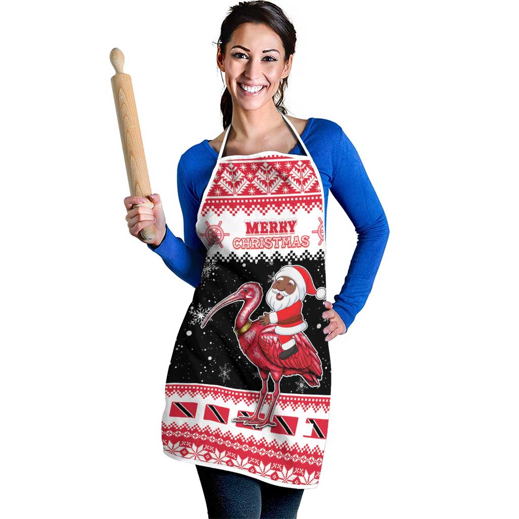 Trinidad And Tobago Christmas Apron Funny Santa Riding Scarlet Ibis - Wonder Print Shop