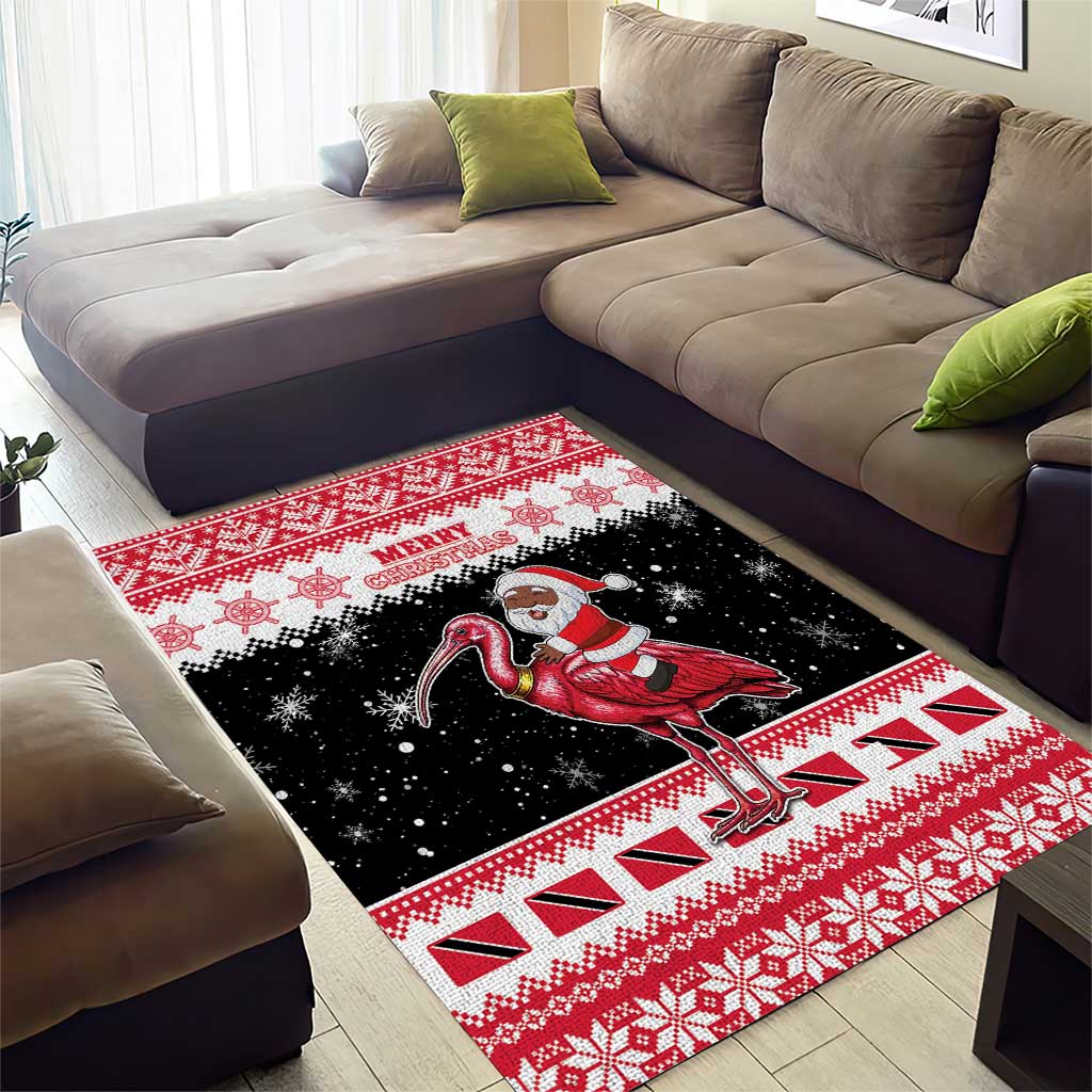 Trinidad And Tobago Christmas Area Rug Funny Santa Riding Scarlet Ibis - Wonder Print Shop
