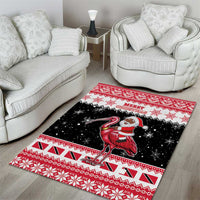 Trinidad And Tobago Christmas Area Rug Funny Santa Riding Scarlet Ibis - Wonder Print Shop