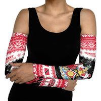 Trinidad And Tobago Christmas Arm Sleeves Funny Santa Riding Scarlet Ibis - Wonder Print Shop
