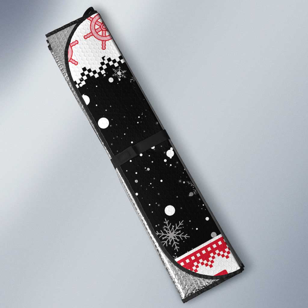 Trinidad And Tobago Christmas Auto Sun Shade Funny Santa Riding Scarlet Ibis - Wonder Print Shop