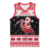 Trinidad And Tobago Christmas Basketball Jersey Funny Santa Riding Scarlet Ibis - Wonder Print Shop