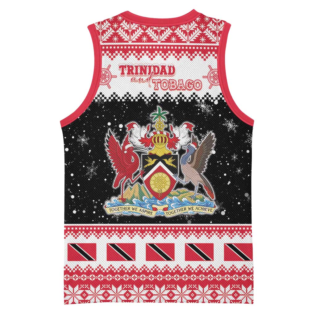 Trinidad And Tobago Christmas Basketball Jersey Funny Santa Riding Scarlet Ibis - Wonder Print Shop