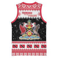Trinidad And Tobago Christmas Basketball Jersey Funny Santa Riding Scarlet Ibis - Wonder Print Shop