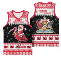 Trinidad And Tobago Christmas Basketball Jersey Funny Santa Riding Scarlet Ibis - Wonder Print Shop