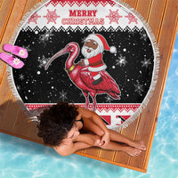 Trinidad And Tobago Christmas Beach Blanket Funny Santa Riding Scarlet Ibis - Wonder Print Shop
