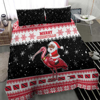 Trinidad And Tobago Christmas Bedding Set Funny Santa Riding Scarlet Ibis - Wonder Print Shop