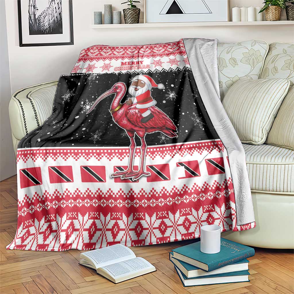 Trinidad And Tobago Christmas Blanket Funny Santa Riding Scarlet Ibis - Wonder Print Shop