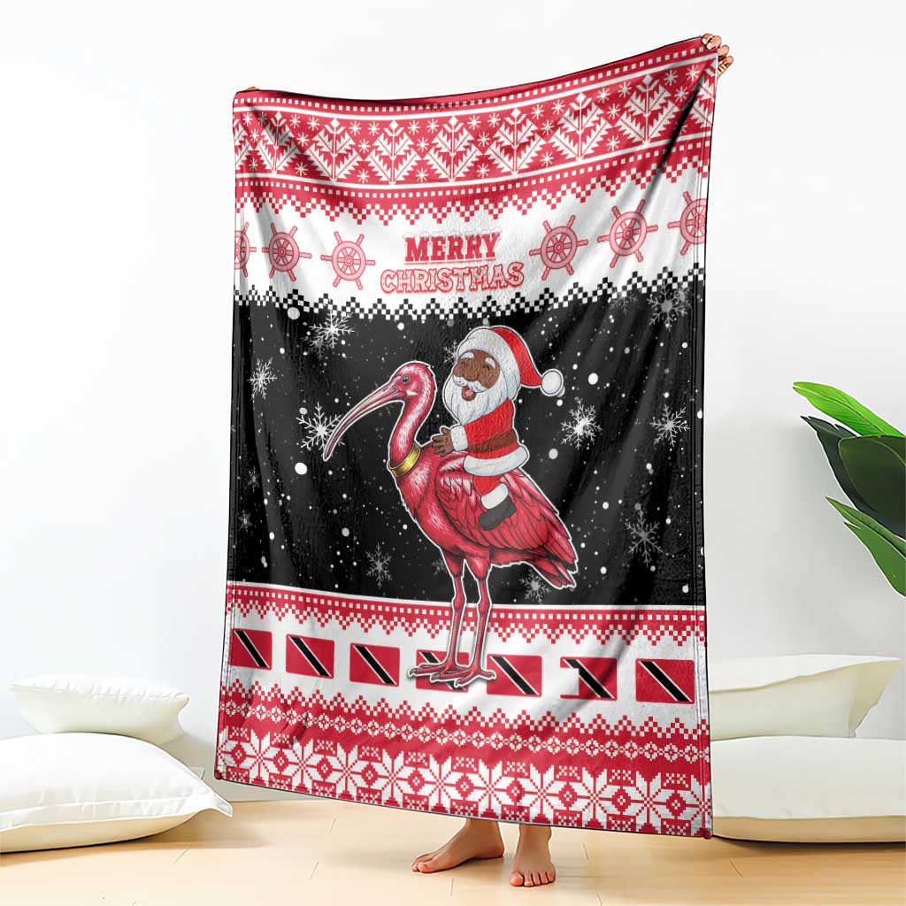 Trinidad And Tobago Christmas Blanket Funny Santa Riding Scarlet Ibis - Wonder Print Shop