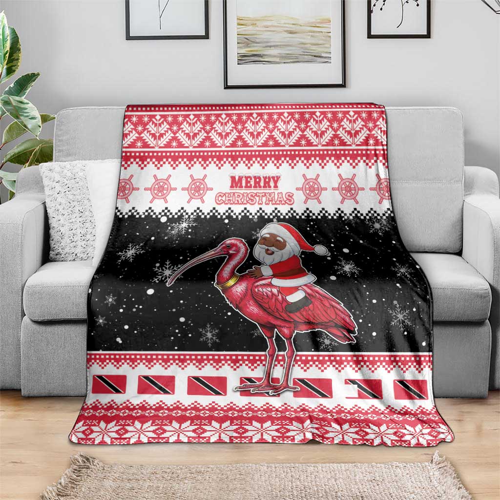 Trinidad And Tobago Christmas Blanket Funny Santa Riding Scarlet Ibis - Wonder Print Shop