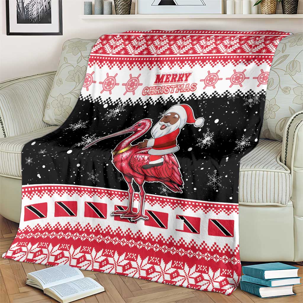 Trinidad And Tobago Christmas Blanket Funny Santa Riding Scarlet Ibis - Wonder Print Shop