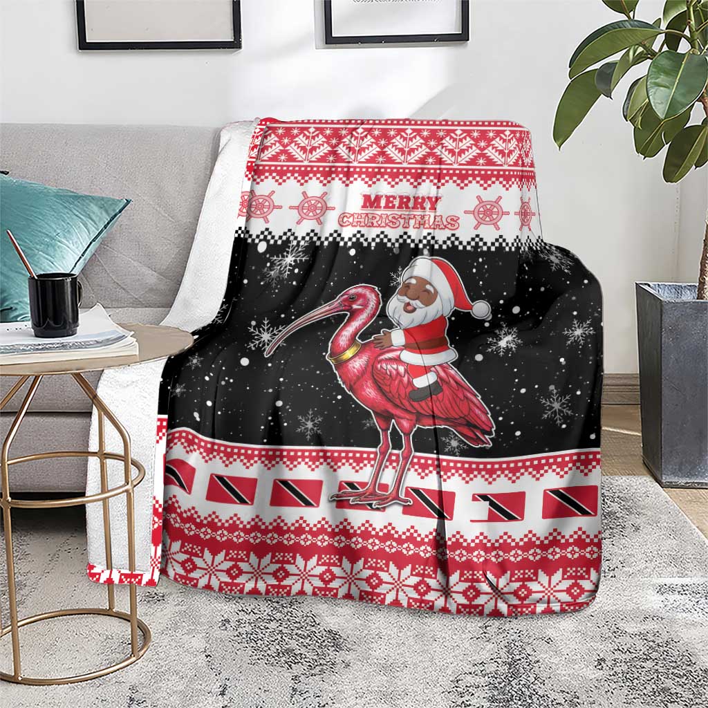Trinidad And Tobago Christmas Blanket Funny Santa Riding Scarlet Ibis - Wonder Print Shop