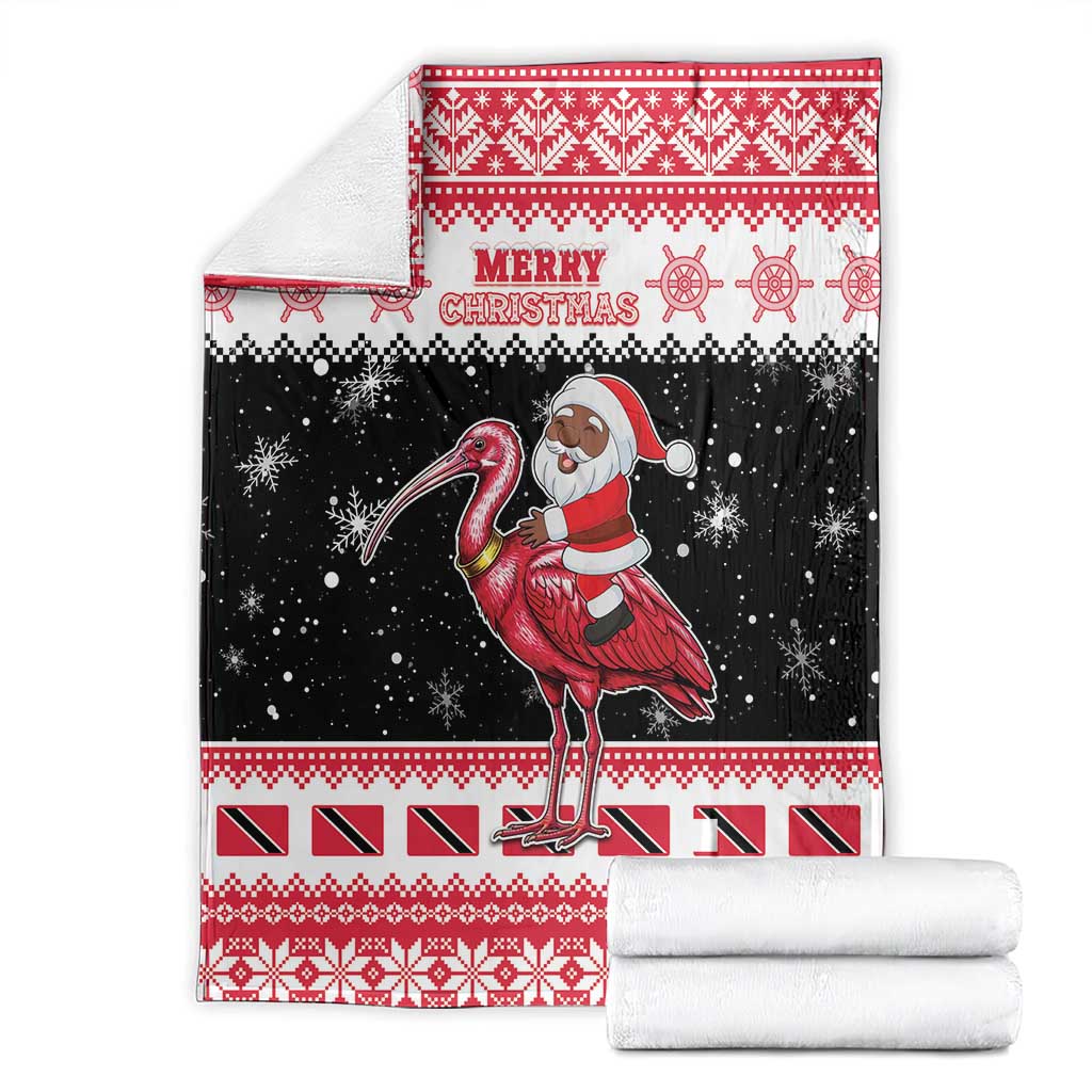 Trinidad And Tobago Christmas Blanket Funny Santa Riding Scarlet Ibis - Wonder Print Shop