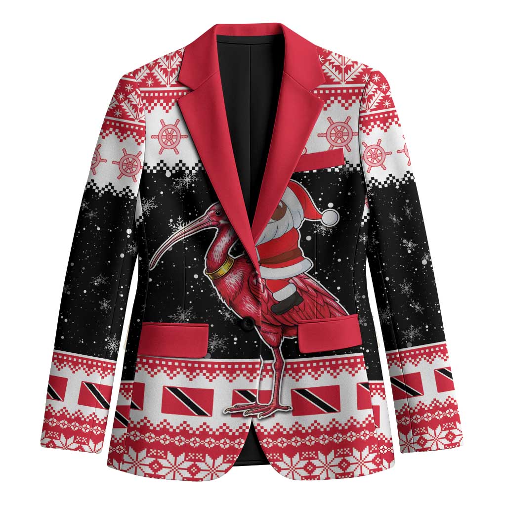 Trinidad And Tobago Christmas Blazer Funny Santa Riding Scarlet Ibis - Wonder Print Shop