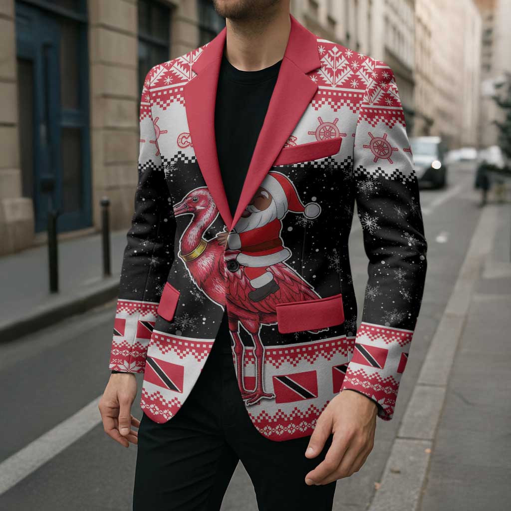 Trinidad And Tobago Christmas Blazer Funny Santa Riding Scarlet Ibis - Wonder Print Shop