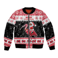 Trinidad And Tobago Christmas Bomber Jacket Funny Santa Riding Scarlet Ibis - Wonder Print Shop