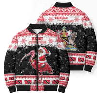 Trinidad And Tobago Christmas Bomber Puffer Jacket Funny Santa Riding Scarlet Ibis - Wonder Print Shop