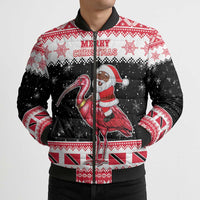 Trinidad And Tobago Christmas Bomber Puffer Jacket Funny Santa Riding Scarlet Ibis - Wonder Print Shop