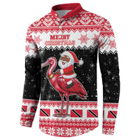 Trinidad And Tobago Christmas Button Sweatshirt Funny Santa Riding Scarlet Ibis - Wonder Print Shop