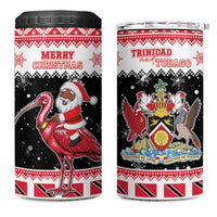 Trinidad And Tobago Christmas 4 in 1 Can Cooler Tumbler Funny Santa Riding Scarlet Ibis - Wonder Print Shop