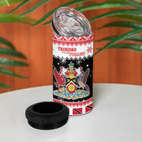 Trinidad And Tobago Christmas 4 in 1 Can Cooler Tumbler Funny Santa Riding Scarlet Ibis - Wonder Print Shop