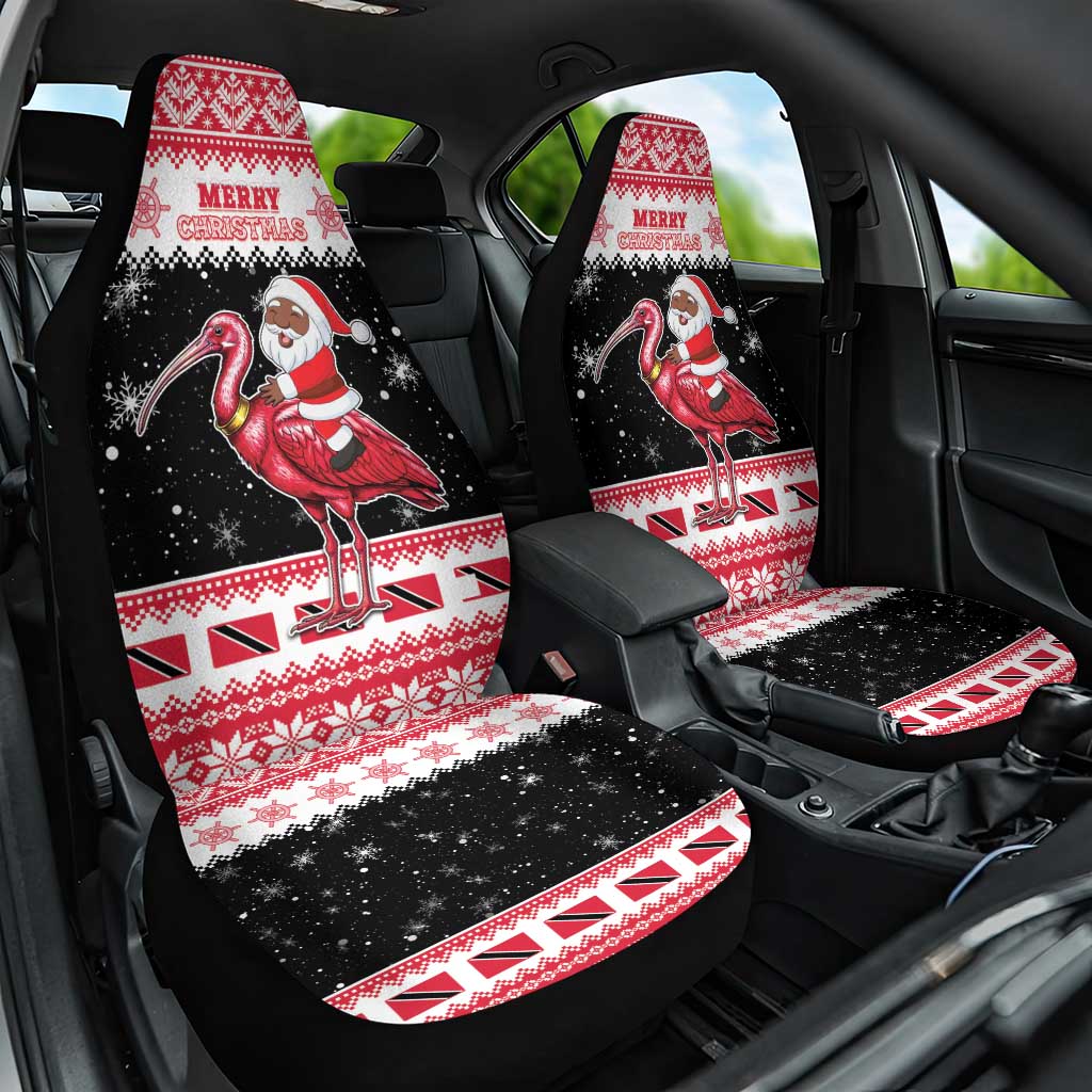Trinidad And Tobago Christmas Car Seat Cover Funny Santa Riding Scarlet Ibis - Wonder Print Shop