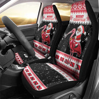 Trinidad And Tobago Christmas Car Seat Cover Funny Santa Riding Scarlet Ibis - Wonder Print Shop